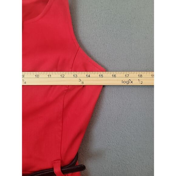 AX Armani Exchange Red Sleeveless Dress Size 0 Gold Buttons Black Belt NWOT - Picture 9 of 9